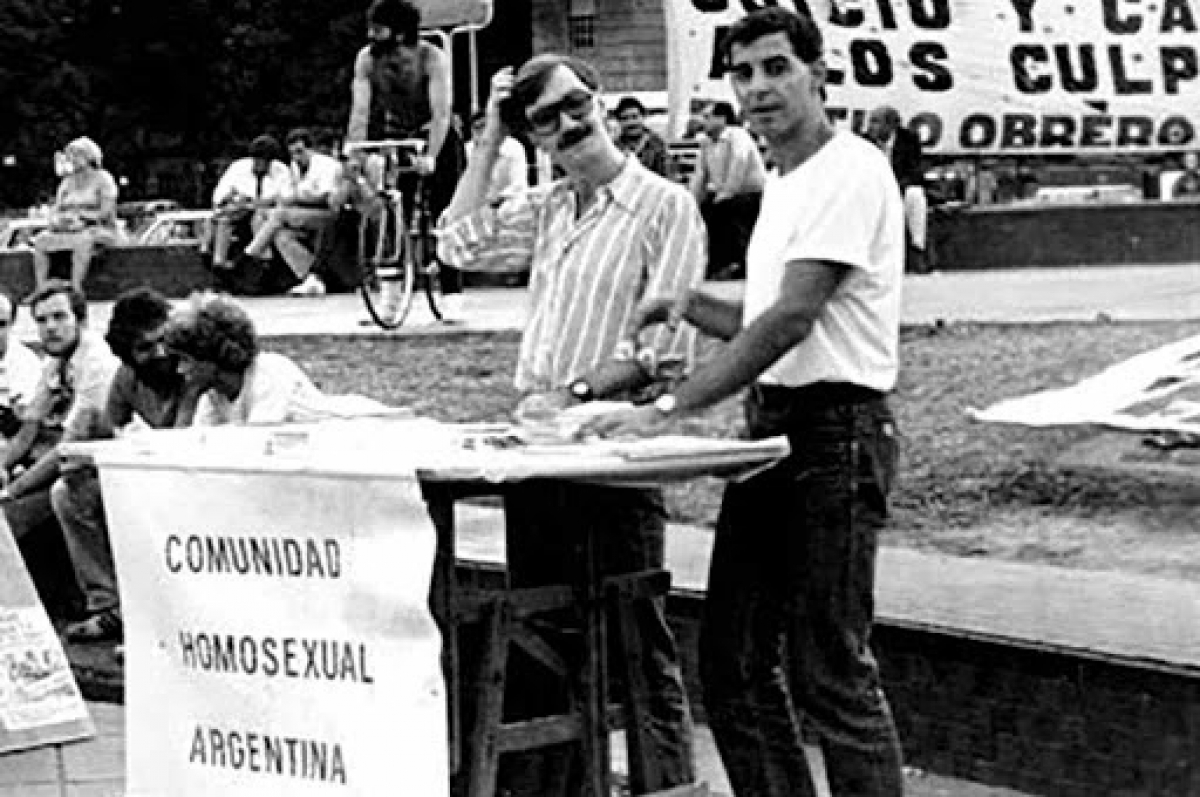 Con su amigo Carlos Jauregui, referente argentino de los derechos LGBTQ+. Precursores en la lucha por sus derechos