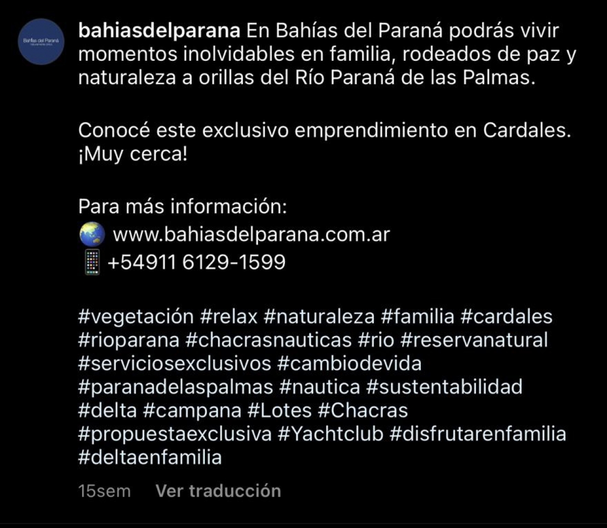 Así promocionan a Bahías del Paraná 